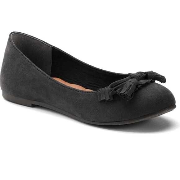 Mudd Girls 4M Black Tassel Ballerina Flats Shoes - Picture 2 of 6